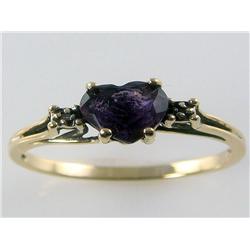 Heart Shape Amethyst & Diamond Ring