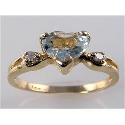 Heart Shape Blue Topaz & Diamond Ring