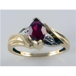 Marquise Shape Red Spinel & Diamond Ring