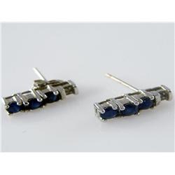 3 Stone Cashmere Sapphire & Diamond Earrings
