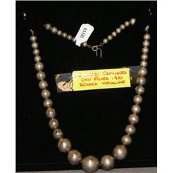 Old Sterling Navajo Graduated Silver Bead Necklace