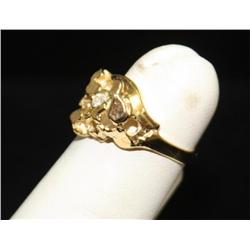 14k Yellow Gold Nugget Diamond Ring