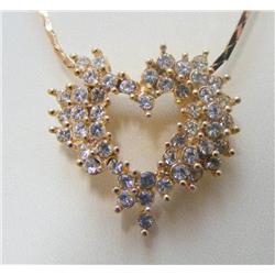 Gold Plated & CZ Heart Shaped Necklace & Watch