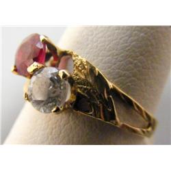 10k Gold Lab Ruby & CZ Ring