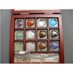 (12) Gemstone Hearts with Sterling Chains