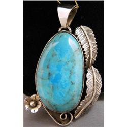 Large Turquoise & Sterling Pendant