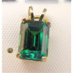14k Gold Synthetic Emerald Pendant