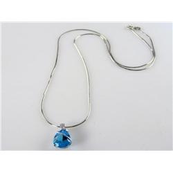 Custom Made 8ct Blue Topaz & Diamond Necklace