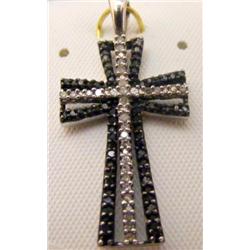 10k Diamond  and Onyx Cross Pendant