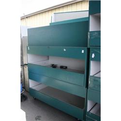 (2) Wood Shelves on Rollers with Pull Out Drawers