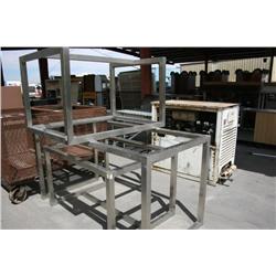 2 Stainless Tube Glass Top Tables NO GLASS