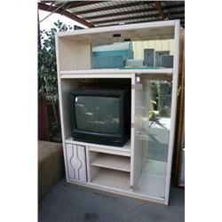 White Washed Oak Entertainment Center W/TV