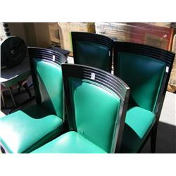 Set Of 4 Wood Green Chairs