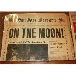 Lot-- Box of Old Newspapers-- Moon Landing