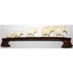 Vintage Hand Carved Ivory Elephant Figures