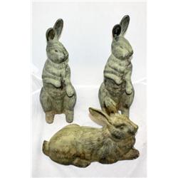 3 Cast Iron Bunnies