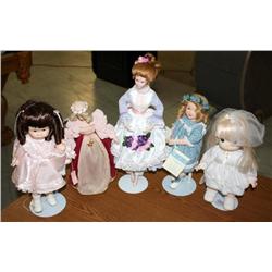Lot-- 5 Collectible Porcelain Dolls