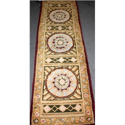 Antique Wool Pile Tufted Carpet Runner 88 x 27