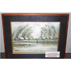 C. 1900 hand Painted Framed Watercolor