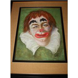 Framed Oil Painting of Clown