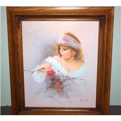 Framed Water Color Painting of a Woman