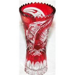 German Crystal Ruby Vase CUT TO CLEAR