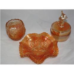 Lot of 3 Vintage Carnival Glass Pieces