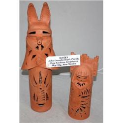 Set of 2 Hopi Clay Kachina Sculptures