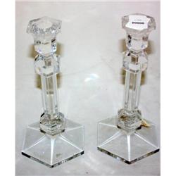 Set of Val St. Lambert Crystal Candle Holders