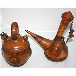 2 Vintage Wood Wine Bottles