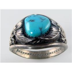 Heavy Men's Signed Navajo Turquoise Ring