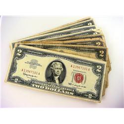 (10) Red Seal $2.00 Currency Notes