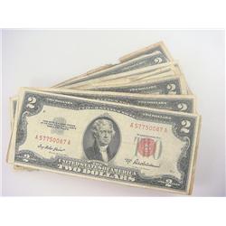 (14) Red Seal $2.00 Currency Notes
