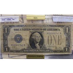 1928 B $1 Silver Certificate Blue Stamp SGS FN