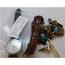 (2) Watches & Misc. Tie Clips & Tacks