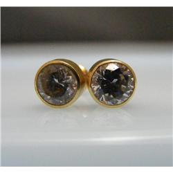 14k Yellow Gold CZ Stud Earrings