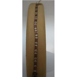 Sterling & CZ Princess Cut & Ice Pink Bracelet