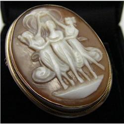 Silver Bezeled Cameo of The Three Graces""