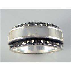 Antique 1920s Mother Of Pearl & Marcasite Ring