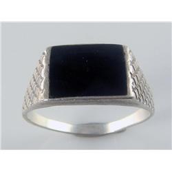 Men's Black Onyx Ring Cross Design