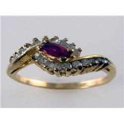 Marquise Shape Burmese Ruby & Diamond Ring