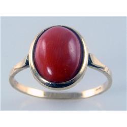AAA Grade Oval Shape Coral Ring