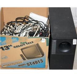 Bose Subwoofer Speaker and Box of Wires