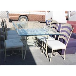 Glass Top Wrought Iron Table & Chairs