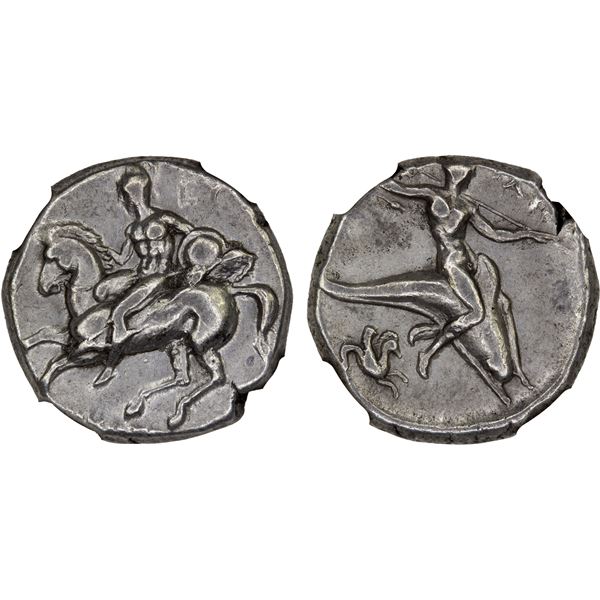 CALABRIA: Tarentum, AR nomos (didrachm), ca. 302-280 BC, NGC XF