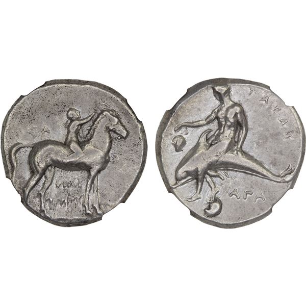 CALABRIA: Tarentum, AR nomos (didrachm), ca. 302-280 BC, NGC Choice VF