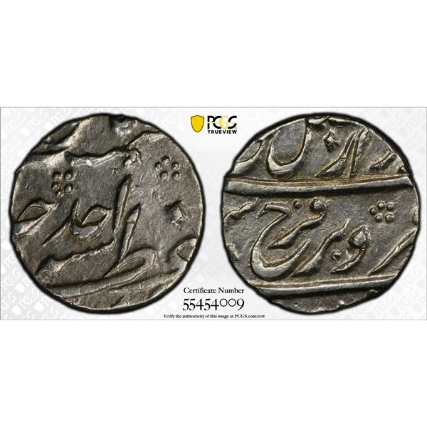 MUGHAL: Farrukhsiyar, 1713-1719, AR 1/2 rupee, Azimabad, year one (ahad), PCGS UNC details