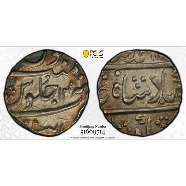 MUGHAL: Muhammad Shah, 1719-1748, AR 1/2 rupee (5.77g), Kambayat, year 14, PCGS UNC details
