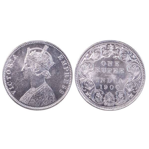 BRITISH INDIA: Victoria, Empress, 1876-1901, AR rupee, 1900-B, PCGS MS62
