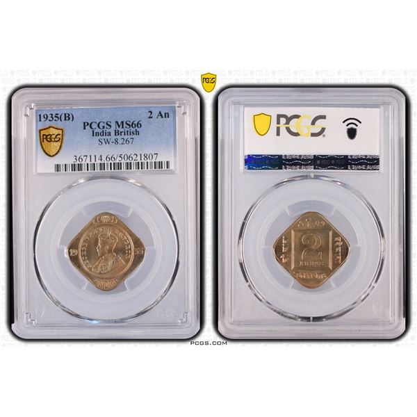 BRITISH INDIA: George V, 1910-1936, 2 annas, 1935(b), PCGS MS66